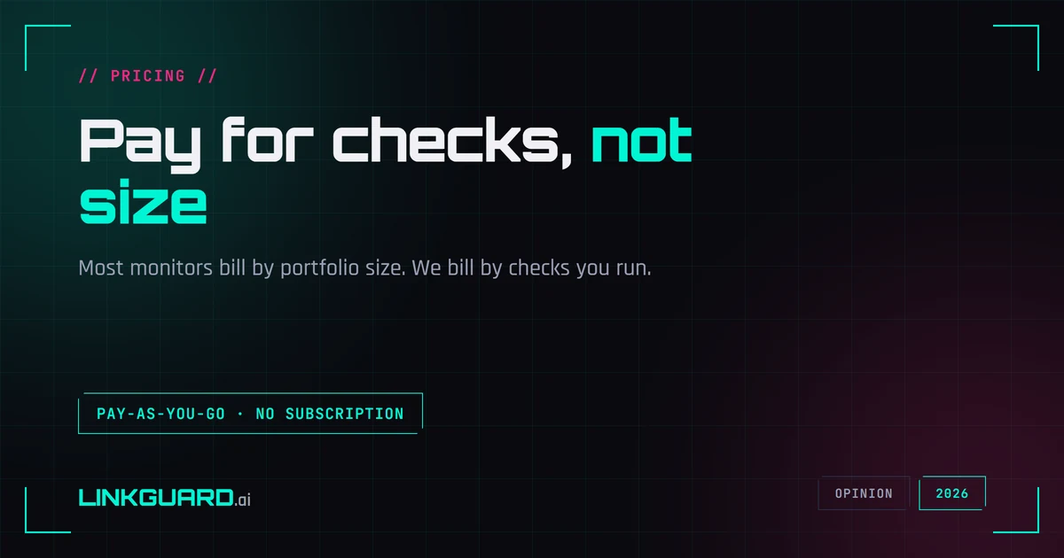 LinkGuard cover — Why I don't charge for the size of your backlink portfolio